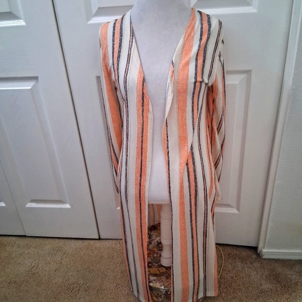 Love 🧡 Open Face Striped Duster/Cover Up Size L